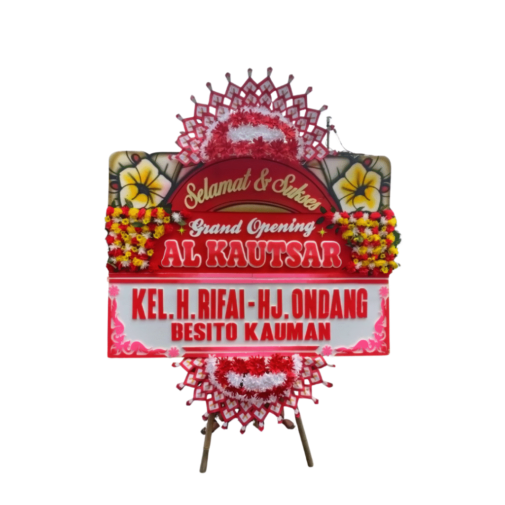 Karangan bunga merah selamat dan sukses